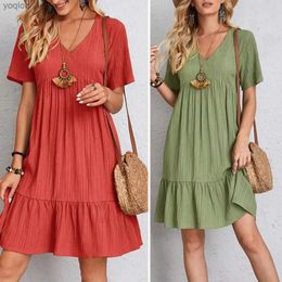 Basic Casual Dresses Elegant bodycon sexy cotton Womens dress for women 2022 summer A-line short sleeve boho midi dresses woman robe femme ladiesL2403