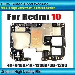 Antenna Original Motherboard For Xiaomi Redmi 10 Redmi10 Unlocked Mainboard With Full Chips 64gb/128gb Logic Board For Xiaomi Redmi 10