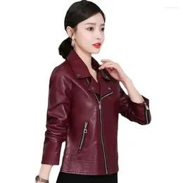 Women's Leather Faux Fur Soft Purple Jackets Autumn Women Pu Blazer Zipper In Coat Motorcycle Outerwear Korean Reviews Many Clothes