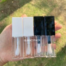 Bottles 6ml luxuy pink white black empty square lip gloss tubes with special big wand lip oil tube clear bottle lipstick tubes custom
