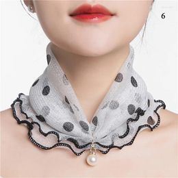 Scarves Elegant Chiffon Scarf For Women Pearl Pendant Neck Wrap Multi-functional Hijabs Ladies Collar Shiny Headscarf