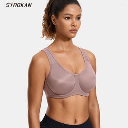 Yoga Outfit SYROKAN Breathable Women Sport Bras Solid Plus Curve Gym Fitness Workout Underwear Underwire Activewear Sportwear Tops