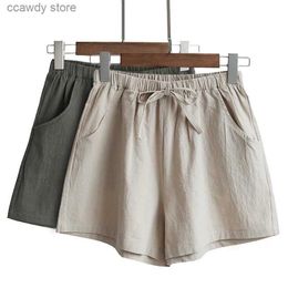 Women's Shorts Cotton linen shorts womens basic mini mens Trafic Fashion High Waist Bottom for Tn Girls Summer Plus Size H240424