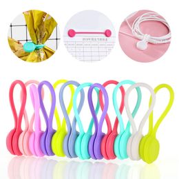 Silicone Cable Holder Clips Magnetic Twist Cable Ties Cord Wrap Strong Holding Stuff Cables Organiser For Home Office T9I002624