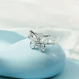 Cluster Rings 925 Sterling Silver Hollow Butterfly Opening Adjustable Ring For Women Girls Personality Temperament Party Gifts Jewellery