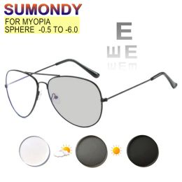 Frames Sumondy Myopia Glasses Prescription 0.5 to 8.0 Women Men Alloy Frame Photochrom Anti Blue Ray Nearsighted and Astigmatism Uf51
