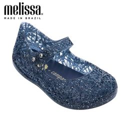 Sandals Mini Melissa Campana Zig Zag VI Girl Jelly Shoes Beach Sandals 2023 Baby Shoes Soft Melissa Sandals Kids Non-slip Princess Shoes 240423