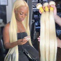 Wigs 613 Blonde Bone Straight Human Hair Bundles 30 32 Inch Remy Brazilian Hair Weave Bundles 3 4 Bundle Extensions Tissage Bresilien