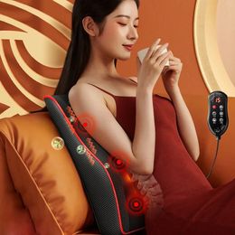 Waist Back Cervical Spine Multifunctional Full Body Neck Shoulder Electric Massage Cushion Household Kneading Shiatsu Massager 240415