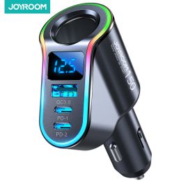 Chargers Joyroom 150W USB Car Charger Cigarette Lighter Splitter Fast 12V Car Charger Adapter Compatible with iPhone/Samsung/GPS/Dash Cam