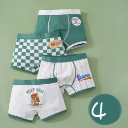 Underwear Cotton Kids Underwear 2023 Korean Cartoon Car Boxers for Boys Teenage Plaid Panties Shorts Boy Cute Underpants 2 4 8 12 14 Years