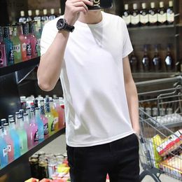 Men's T-Shirts Soft Slim T-Shirt Men Plain Tee Standard Blank T Shirt Black White Tees Top NewL2404