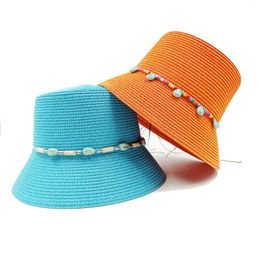 Wide Brim Hats Women's Hat 2024 Macaron Color Sun Folding Beach Big Peng Travel Sunscreen Hepburn Wind