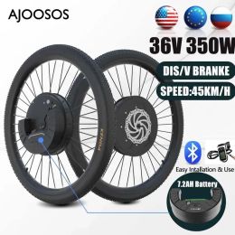 Bicycle Wireless Ebike Kit Conversion All in One Motor Wheel for Electric Bike Conversion Kit 350w 36v 7.2AH 45KM/H Speed Disc/V Brake