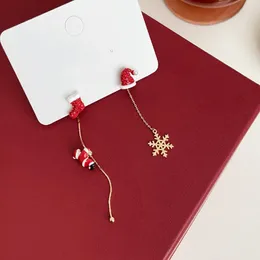 Stud Earrings Fashion Moving Santa Claus Tassel For Women Snowflake Christmas Tree Long Chain Asymmetric Earring Year Jewellery