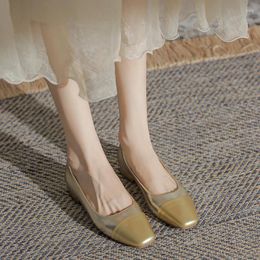 Casual Shoes Thick Heel Women's Autumn Low Color Block Gold And Silver European American Fashion