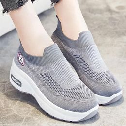 Casual Shoes Sneakers For Women Spring Mesh Breathable Sport Fashion Wedge Platform Slip On Ladies Vulcanized