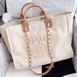 10a Designer Large Deauville Tote Beach Bags Luxury Handbags Purse Shop Travel Shoulder Cc Bag Womens Mens Pearl Chain Bag Bucket Fashion Crossbody Clutc 9Z4Y