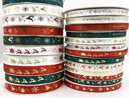 5yards 10mm 15mm 25mm Christmas Decorations Ribbon Printed Christmas Polyester Ribbons For Handmade Design Party Xmas Decoration G3224749