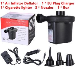 Boats DC12V Electric Inflatable Pump Inflator&Deflator Quick Air Filling Compressor Air Mattress Camping Pump w/ 3Nozzle For PVC Boats