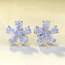 Earrings 2023 New S925 Silver 4 * 6mm Droplet Shaped Petals High Carbon Diamond Earrings, Hot Selling in Europe and America