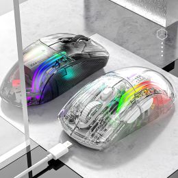 Mice Wired Wireless Transparent Game Mouse Rgb Light Adjustable Mouse Bluetoothcompatible Creative Mouse Comfortable for Home Office