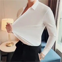 Men's Casual Shirts Luxury Men Shirt High Stretch Korea Style Slim Fit Design Blouse Man Chemise Homme 4XL Camisa Masculina 5 Colours