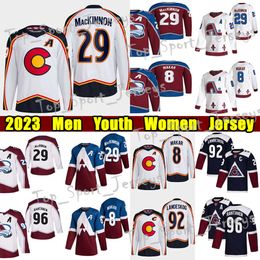 Kob #29 Nathan MacKinnon Reverse Retro hockey jersey #8 Cale Makar #96 Mikko Rantanen Gabriel Landeskog Joe Sakic Bowen Byram Joe Sakic Val