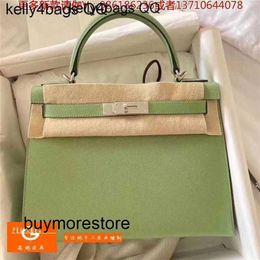 Luxury Brkns Epsom Leather Handbag 7A Genuine Leather Full Hand Wax Original 25cm Butter Fruit Green8A9A