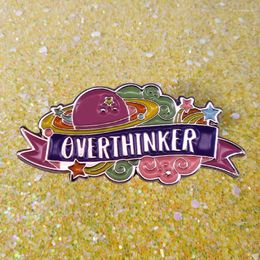 Brooches Overthinking Over Think OverThinker Enamel Pin Mental Health Badge Worried To Death Worrying Worrier Introverts Lapel Pins