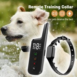 Collars 2023 New Electric waterproof Dog training collar Rechargeable Remote Control Static Shock Vibration Anti Bark Collars For Dogs