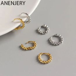 Earrings ANENJERY Silver Color Small Single Hoop Earrings Female Children Allmatch Jewelry