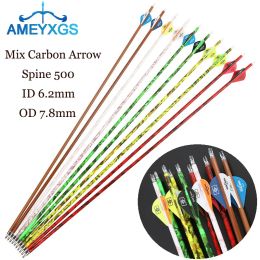 Arrow 30 Inch Spine 500 Carbon Arrows Archery Hunting Arrow ID6.2mm for Outdoor Recurve Bow/Compound Bow Shooting Accessories 6/12pcs