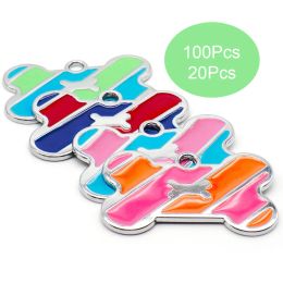 Tags Wholesale 100/20Pcs Dog Tag Custom Pet Bone Name Tags Dog Collar Accessories Antilost Puppy Nameplate Tag