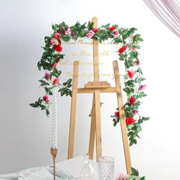 Decorative Flowers Rose Artificial 2.4M Vine Garden Wedding Arch Decoration Outdoor Flower Wall Ornaments Plant Fake For Home Deco