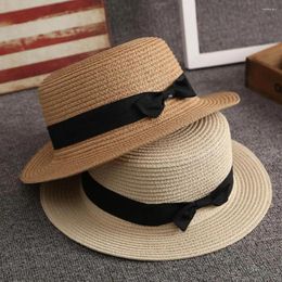 Wide Brim Hats Sweet Straw Hat Washable Outdoor Travel Beach Sunscreen Sun Flat Dome Versatile Fashion Accessories