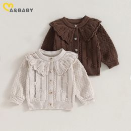 Sweaters ma&baby 024M Newborn Infant Baby Girls Knitted Cardigan Sweater Doll Collar Button Warm Fall Winter Clothing