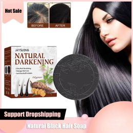 Shampoos White to Black Hair Soap Polygonum Organic Natural Darkening Color Dye Treatments Dandruff Removal Anti Gray Hair Shampoo Bar