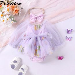 One-Pieces Prowow Baby Girls Birthday Clothes Spring Summer Party Cake Smash Bodysuit Dress For Infants Embroidery Baby Girls Romper