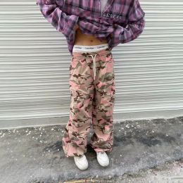 Pants HOUZHOU Pink Camo Cargo Pants Men Y2K Oversize Pockets Camouflage Cargo Trousers Male Clothing Fashion Streetwear Hip Hop