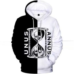 Men's Hoodies Sweatshirts Harajuku Fashion Hoodies For Men Black And Whiter Street y2k Hoodie 3d Hourglass Print Boys Kids Hooded Sweatshirts Long Sleeve 240424