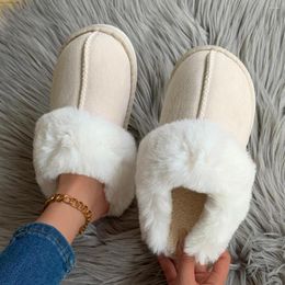 Slippers Winter Women Furry Warm Boots Platform Flip Flops 2024 Short Plush Flats Home Cotton Shoes Suede Mules Size 36- 45