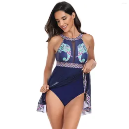 Women's Swimwear 2024 Large With Skirt Plus Size One Piece Swimsuit Women One-Piece Swimdress Monokini Vintage Bathing Suit Swim