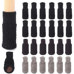 Sweaters 24pcs Knitted Chair Leg Socks Furniture Floor Protectors Pad High Elastic Non Slip Antinoise Furniture Feet Caps Covers Set