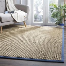 Carpets Carpet - 8' X 10' Natural And Navy Blue With Woven Seagrass Border Design Easy To Care For Suitable Living Room Bedroom Etc