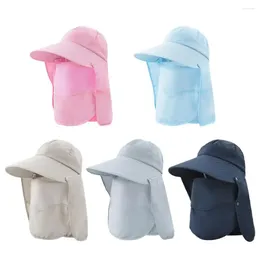 Wide Brim Hats Women Outdoor Riding Anti-UV Sun Hat Foldable Big Neck Face Protection Detachable Mask Sunscreen Breathable Beach Caps