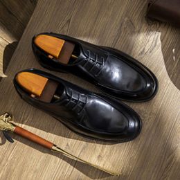 Vintage Man Wedding Oxfords Handmade Genuine Leather Elegant British Trend Quality Black Formal Social Shoes Men