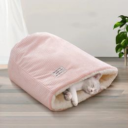 Houses Winter Cat Bed Basket Plush Warm Puppy Kennel Nest Medium Small Dogs Thicken Sleeping Bag Soft Comfortable Pet Kitten Cave House