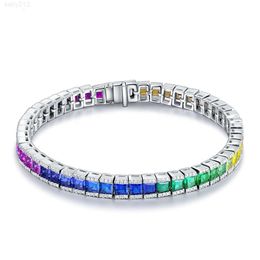 Hot Sale Bracelet 9K Gold Chain Rainbow Sapphire Diamond Colourful Bracelets Gift for Birthday