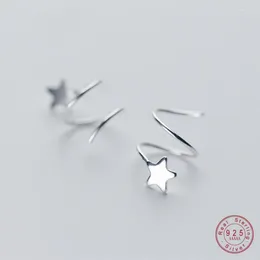 Stud Earrings 925 Sterling Silver Pentagram Star Ear Bone Buckle Rotating Wave Mini For Women Personality Jewelrry BKEJ055